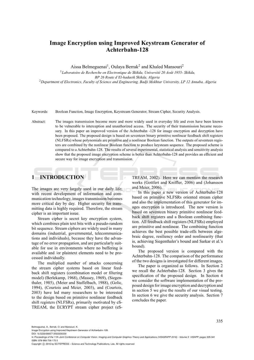 Image Encryption Using Improved Keystream Generator of Achterbahn-128