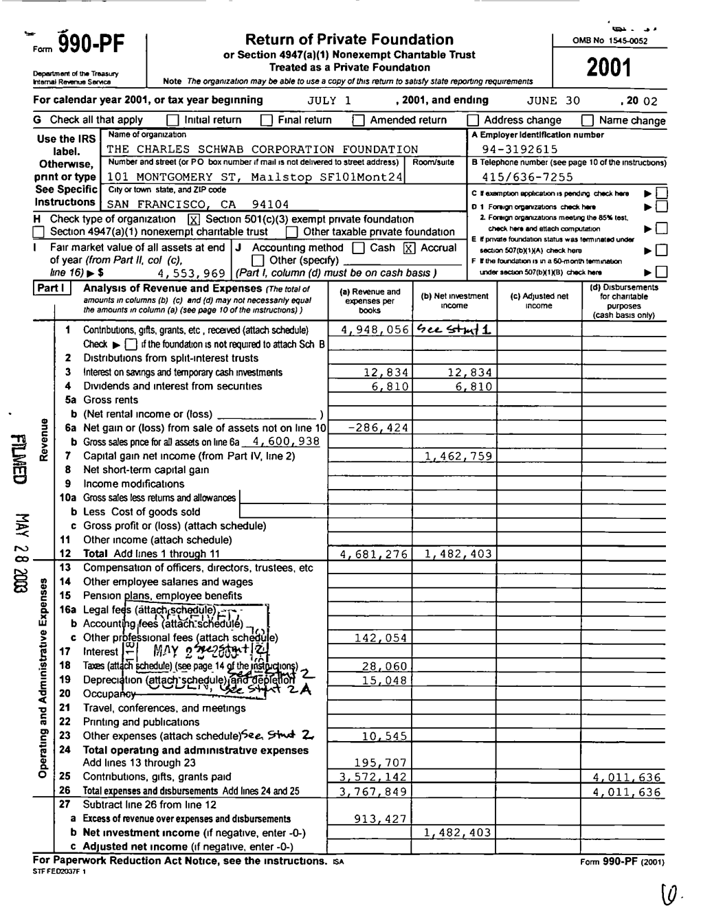 2001 Form 990-PF