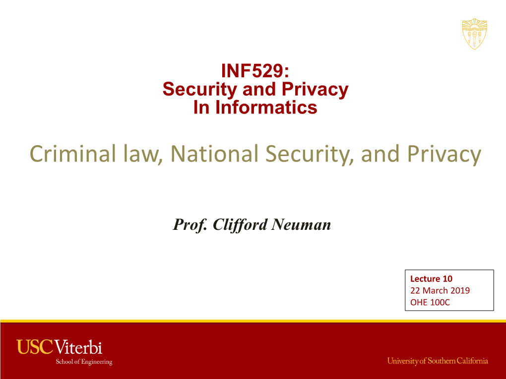 Criminal Law, National Security, and Privacy