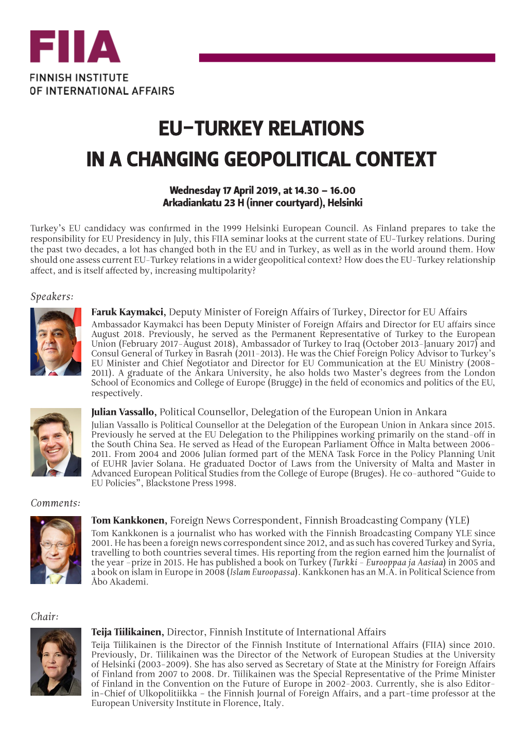 Eu-Turkey Relations in a Changing Geopolitical Context