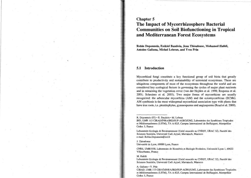 The Impact of Mycorrhizosphere Bacterial Communities on Soil Biofunctioning in Tropical and Mediterranean Forest Ecosystems