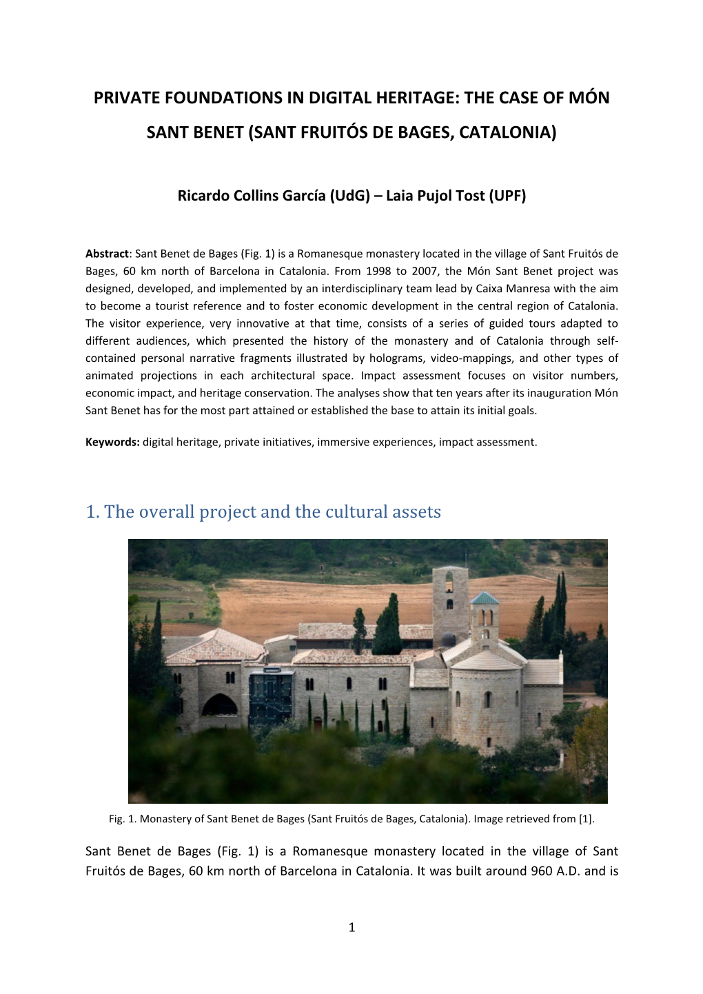 Private Foundations in Digital Heritage: the Case of Món Sant Benet (Sant Fruitós De Bages, Catalonia)