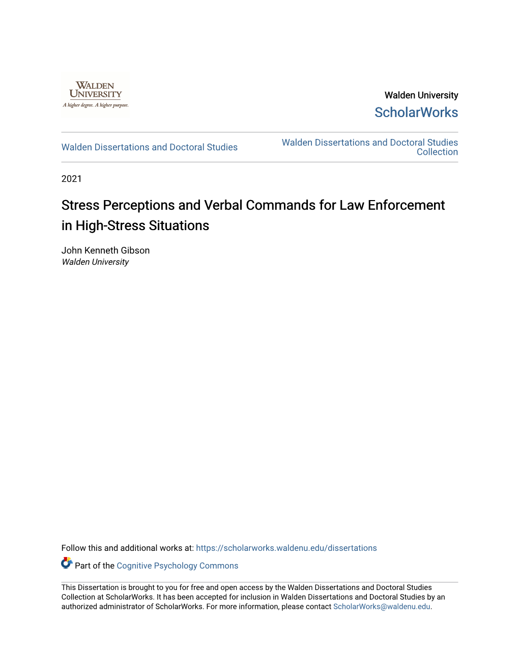 Stress Perceptions and Verbal Commands for Law Enforcement in High-Stress Situations