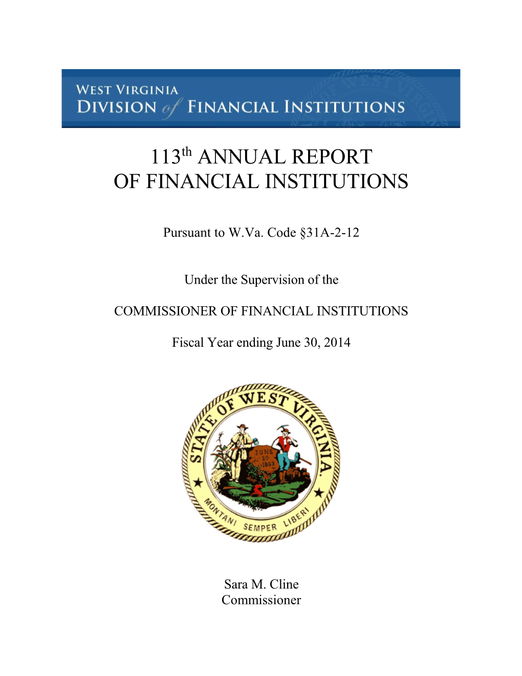 113 Annual Report of Financial Institutions