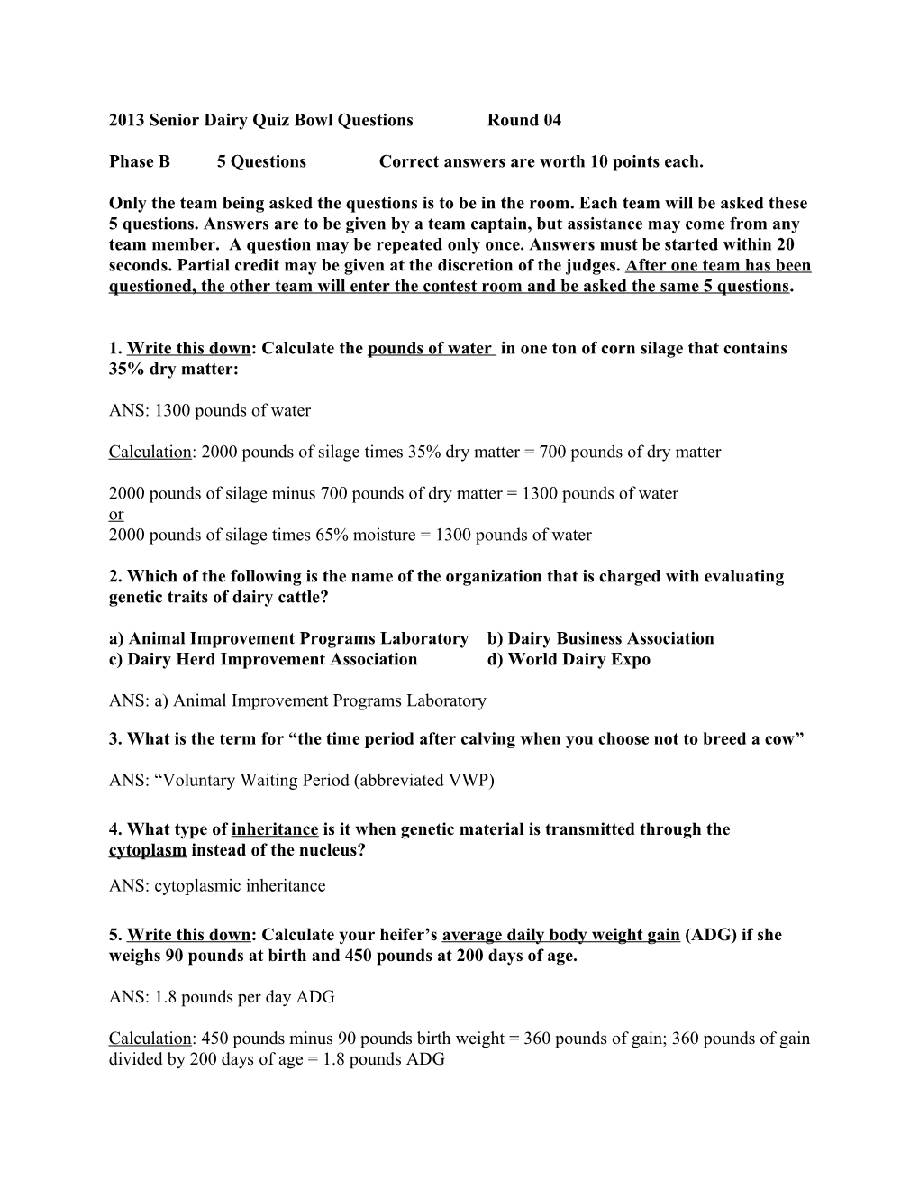 2005 Junior Dairy Quiz Bowl Questions s5