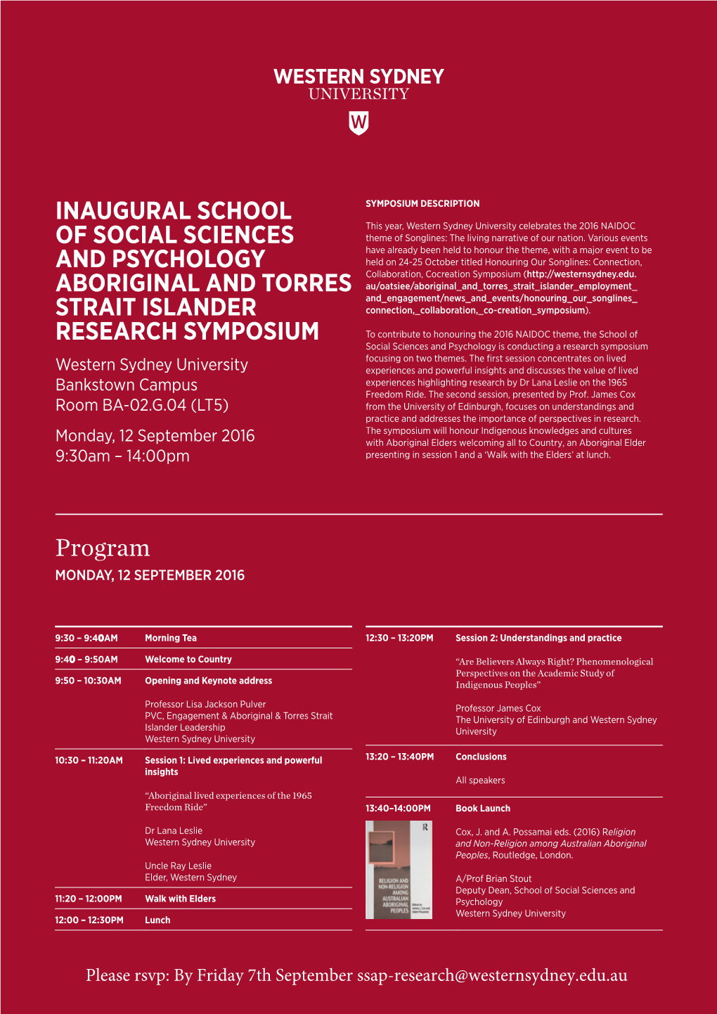 Inaugural School of Social Sciences and Psychology Aboriginal And