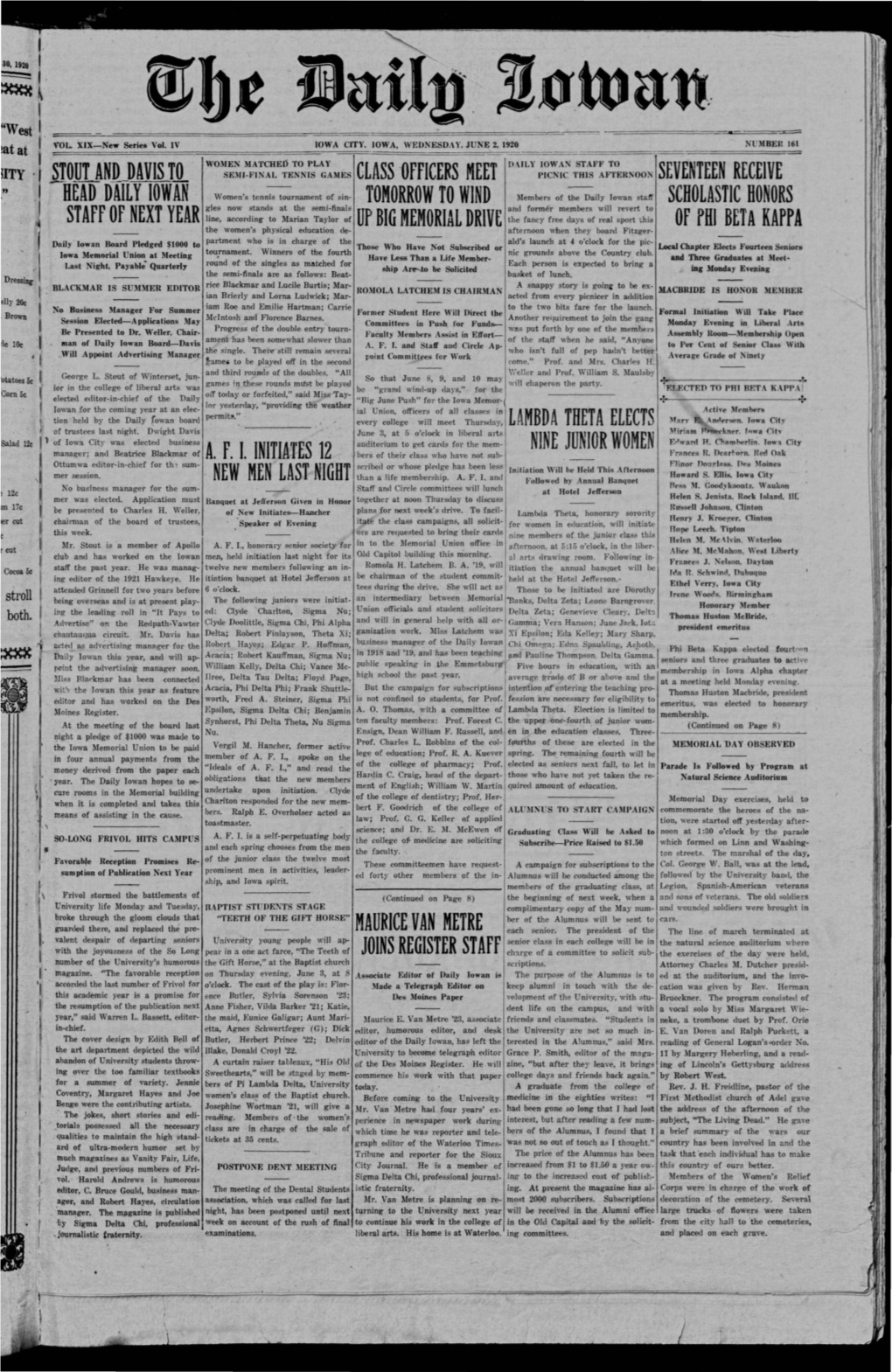Daily Iowan (Iowa City, Iowa), 1920-06-01