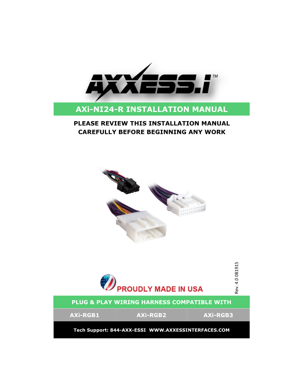 Axi-NI24-R INSTALLATION MANUAL