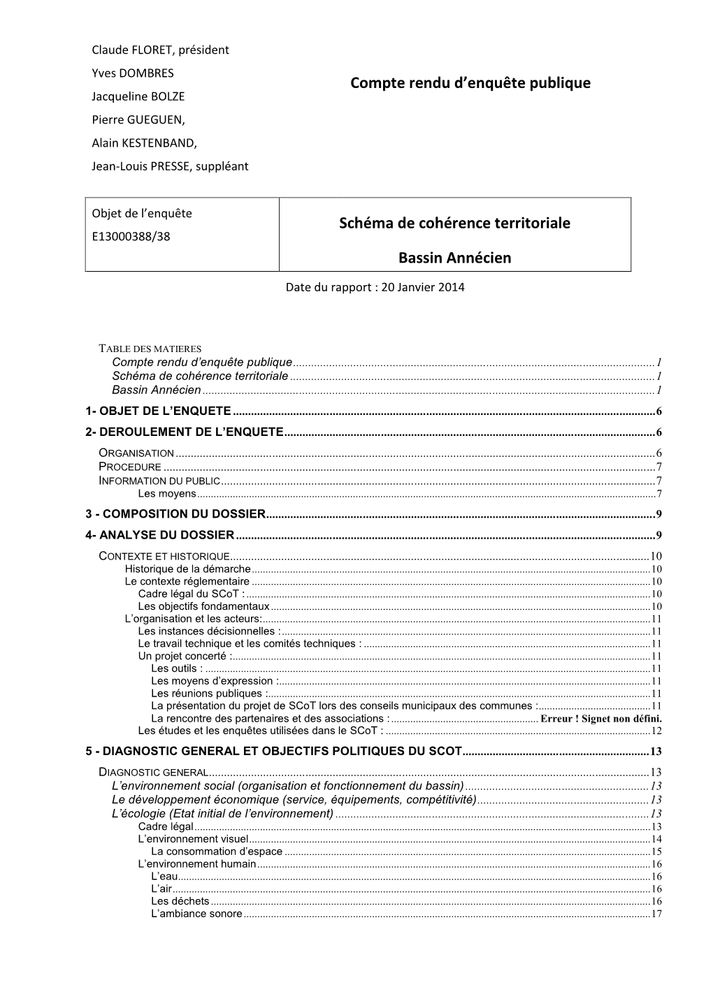 Compte Rendu D'enquête Publique Schéma De Cohérence Territoriale