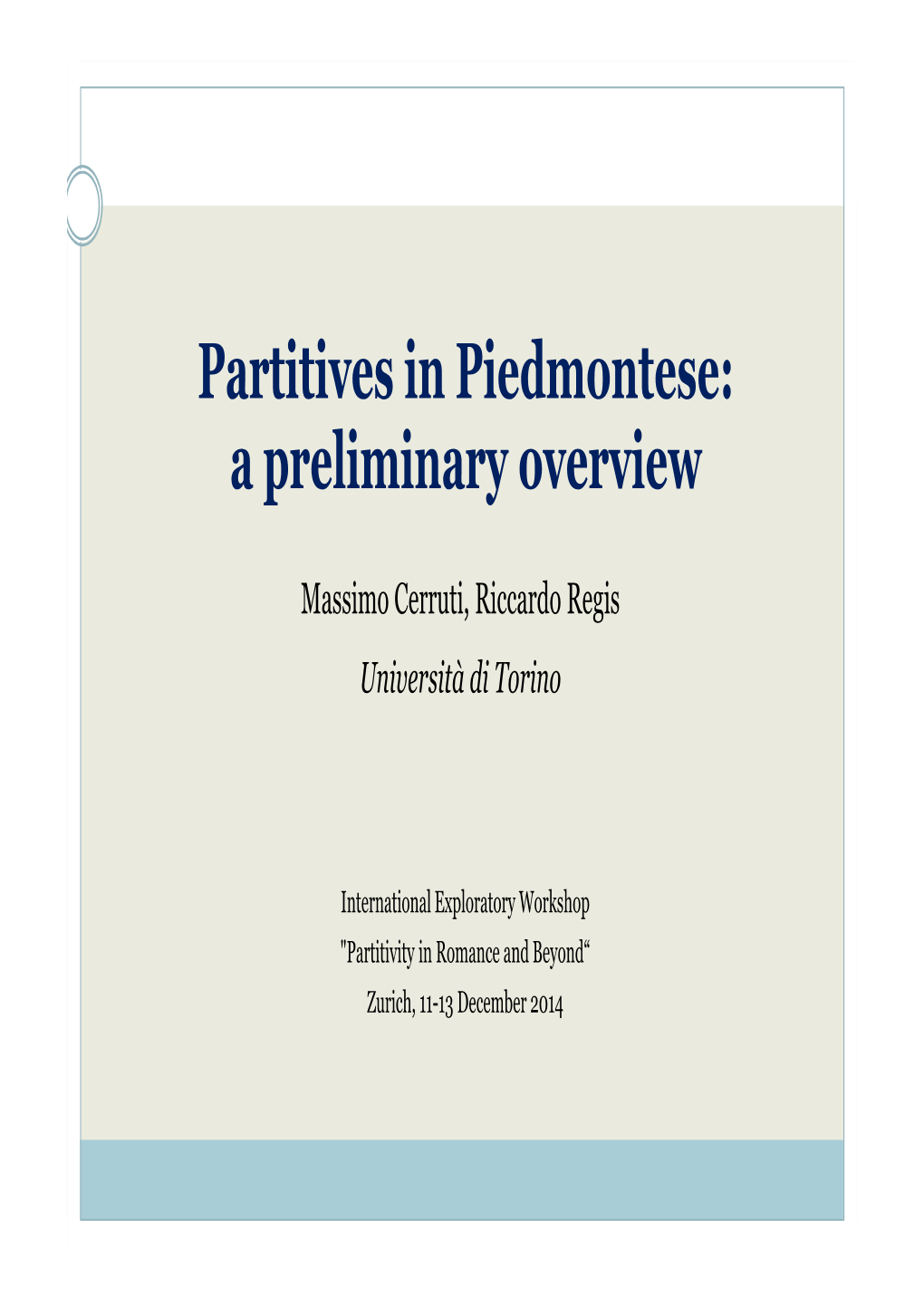 Partitives in Piedmontese: a Preliminary Overview