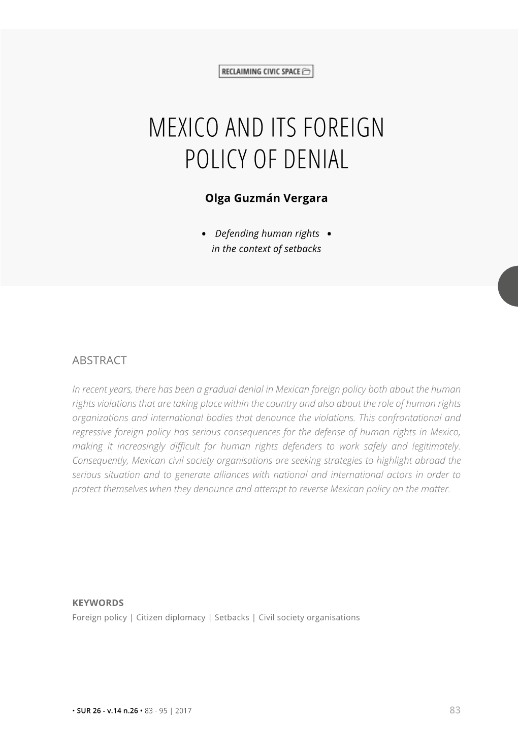 Mexico and Its Foreign Policy of Denial