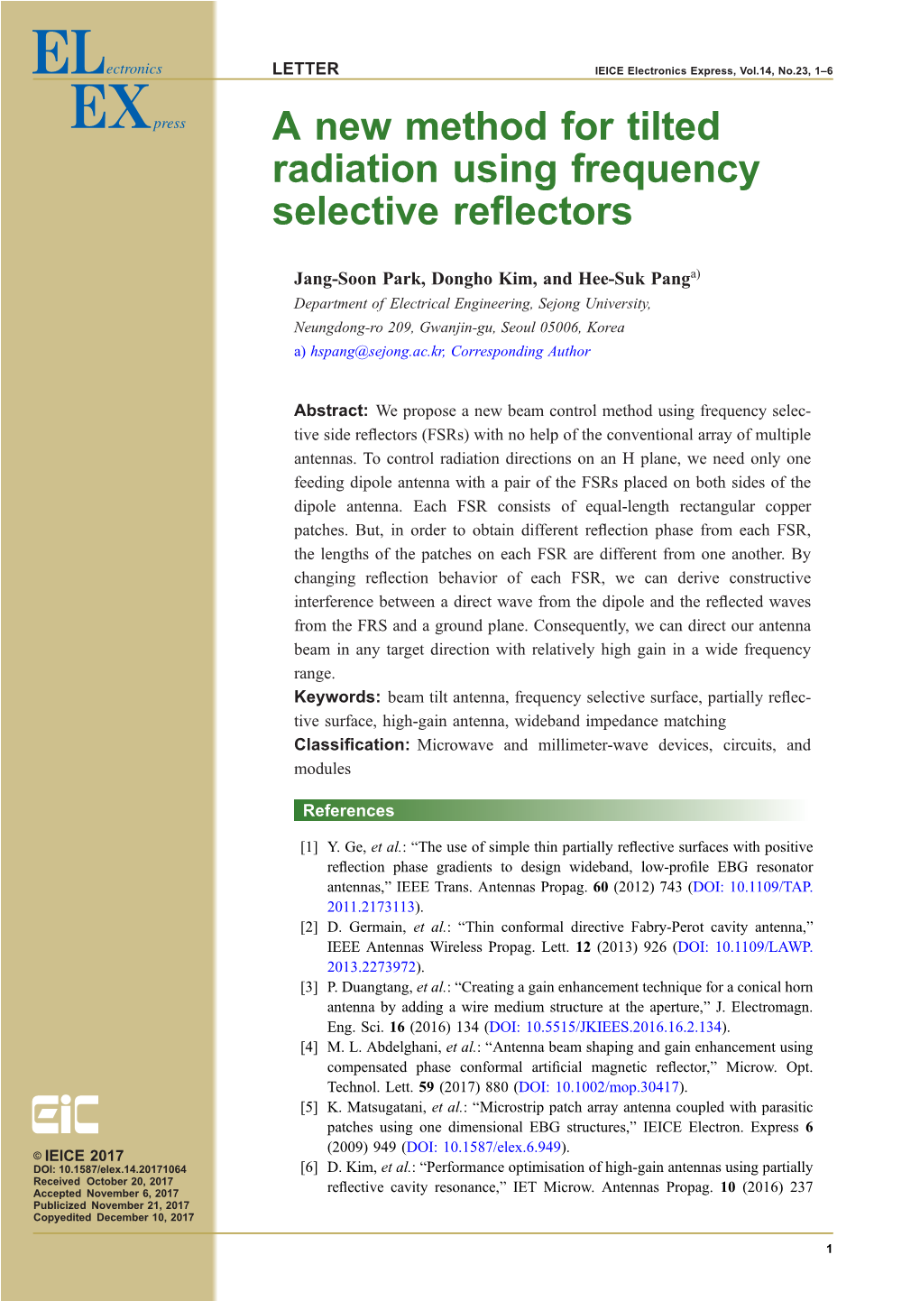 A New Method for Tilted Radiation Using Frequency Selective Reflectors