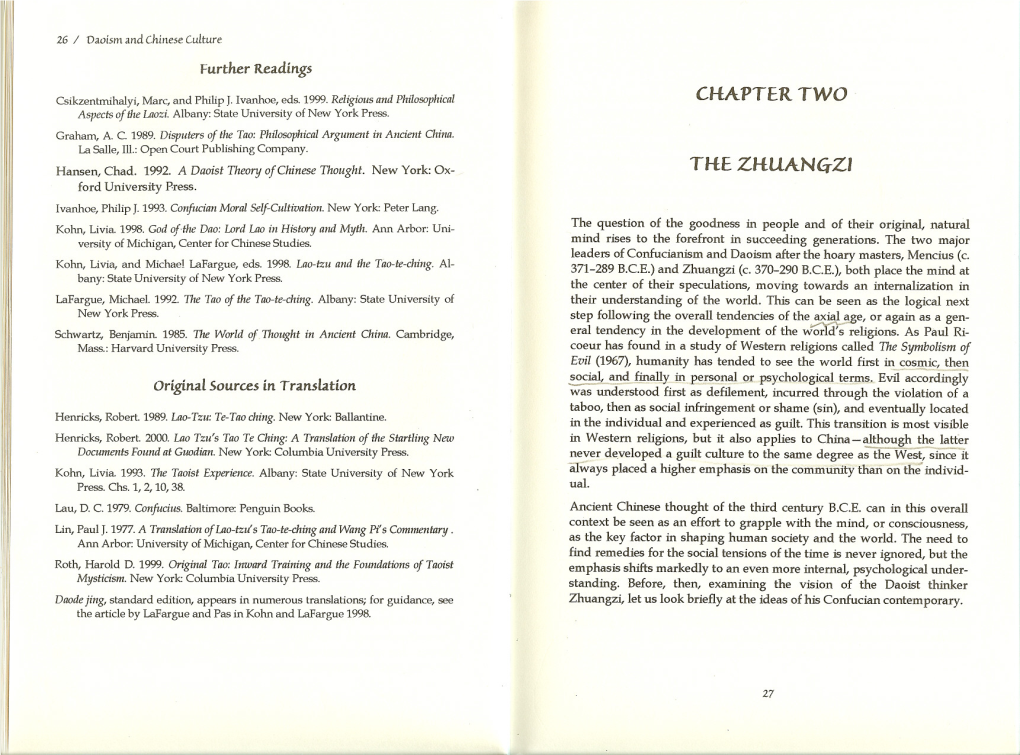Chapter Two the Zhuang-Z'
