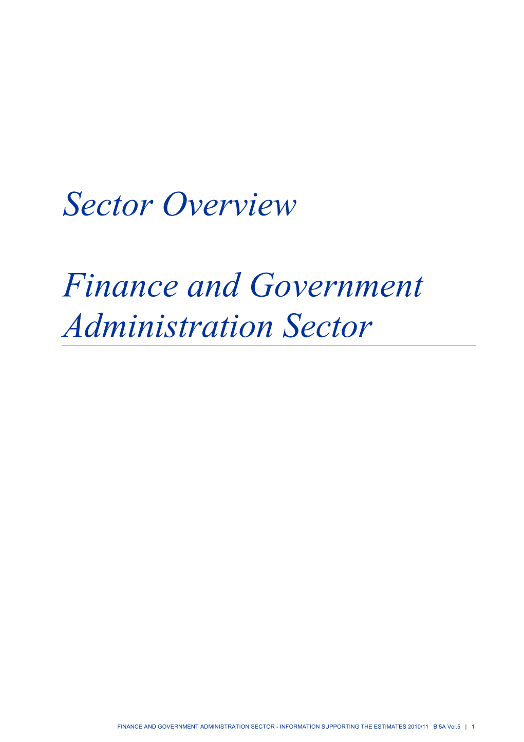 Vol 5 Finance and Government Administration Sector