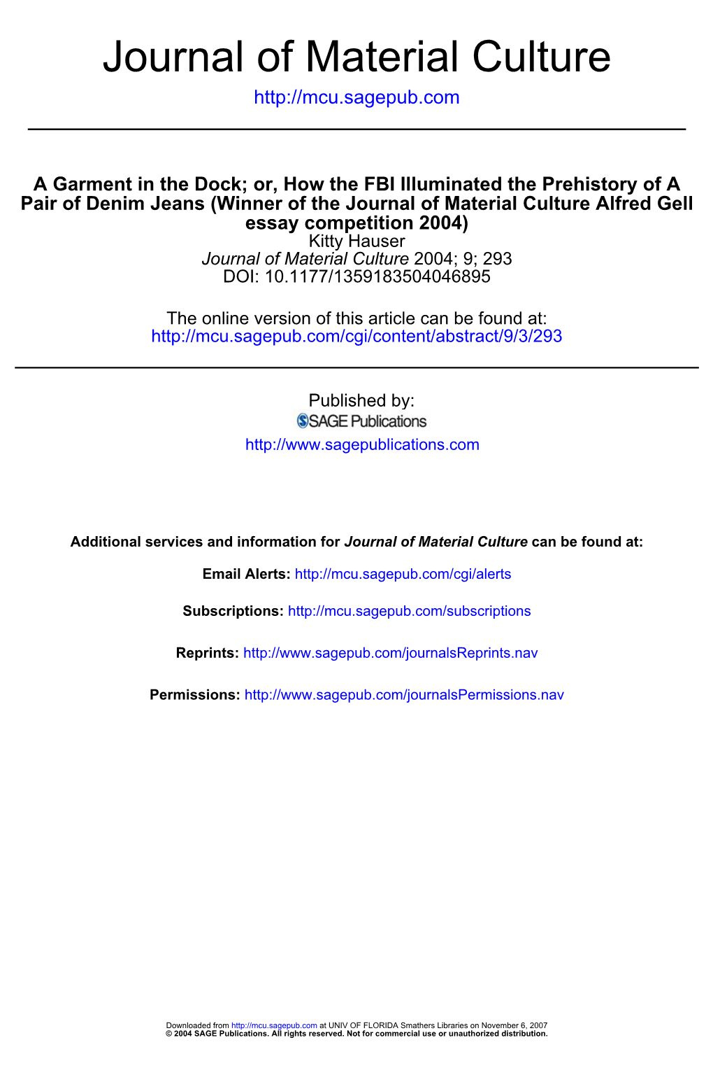 Journal of Material Culture