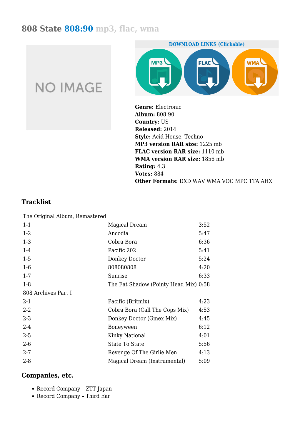 808 State 808:90 Mp3, Flac, Wma