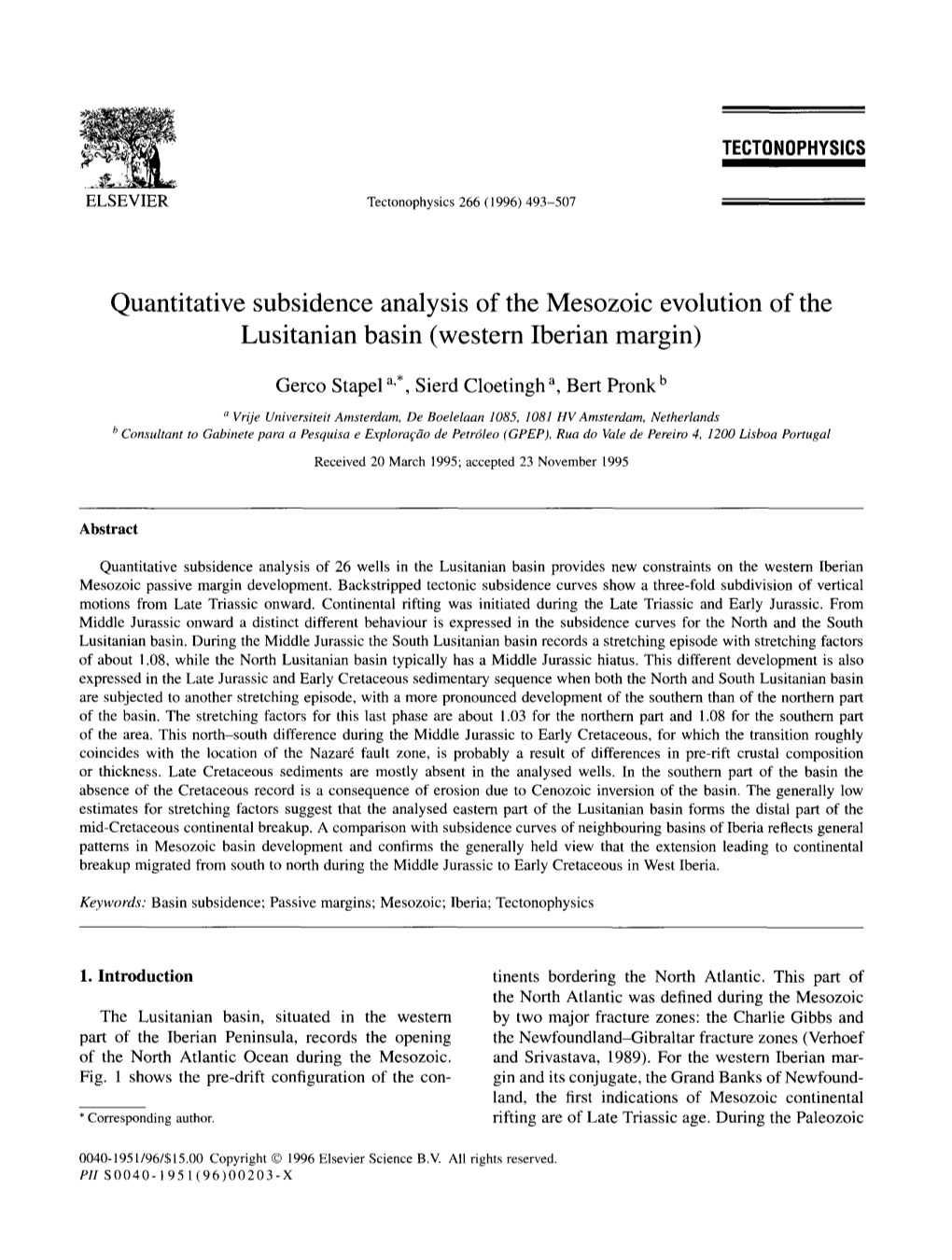 Quantitative Subsidence Analysis of the Mesozoic Evolution of the Lusitanian Basin (Western Iberian Margin)