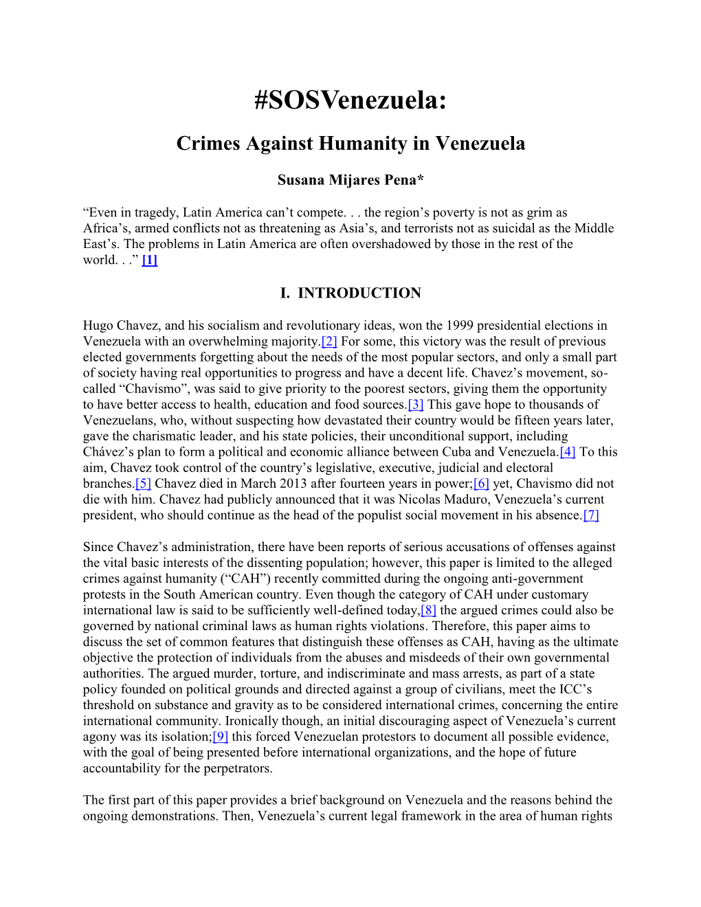 Sosvenezuela: Crimes Against Humanity in Venezuela
