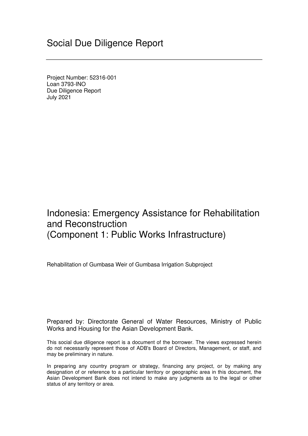 Social Due Diligence Report Indonesia