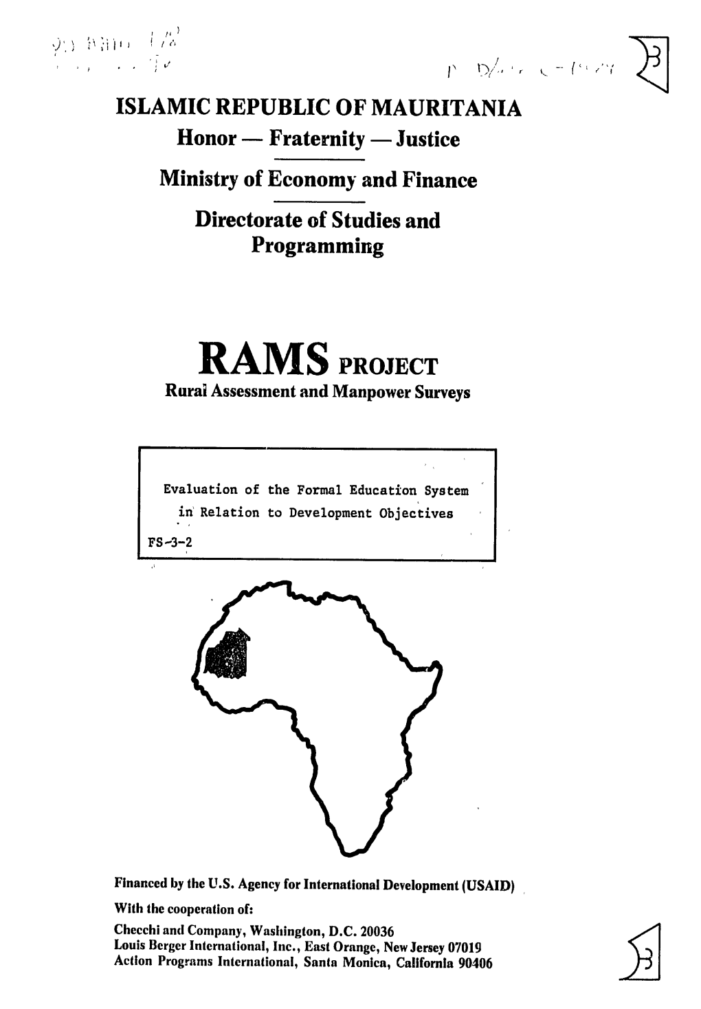 RAMS PROJECT Rurai Assessment and Manpower Surveys