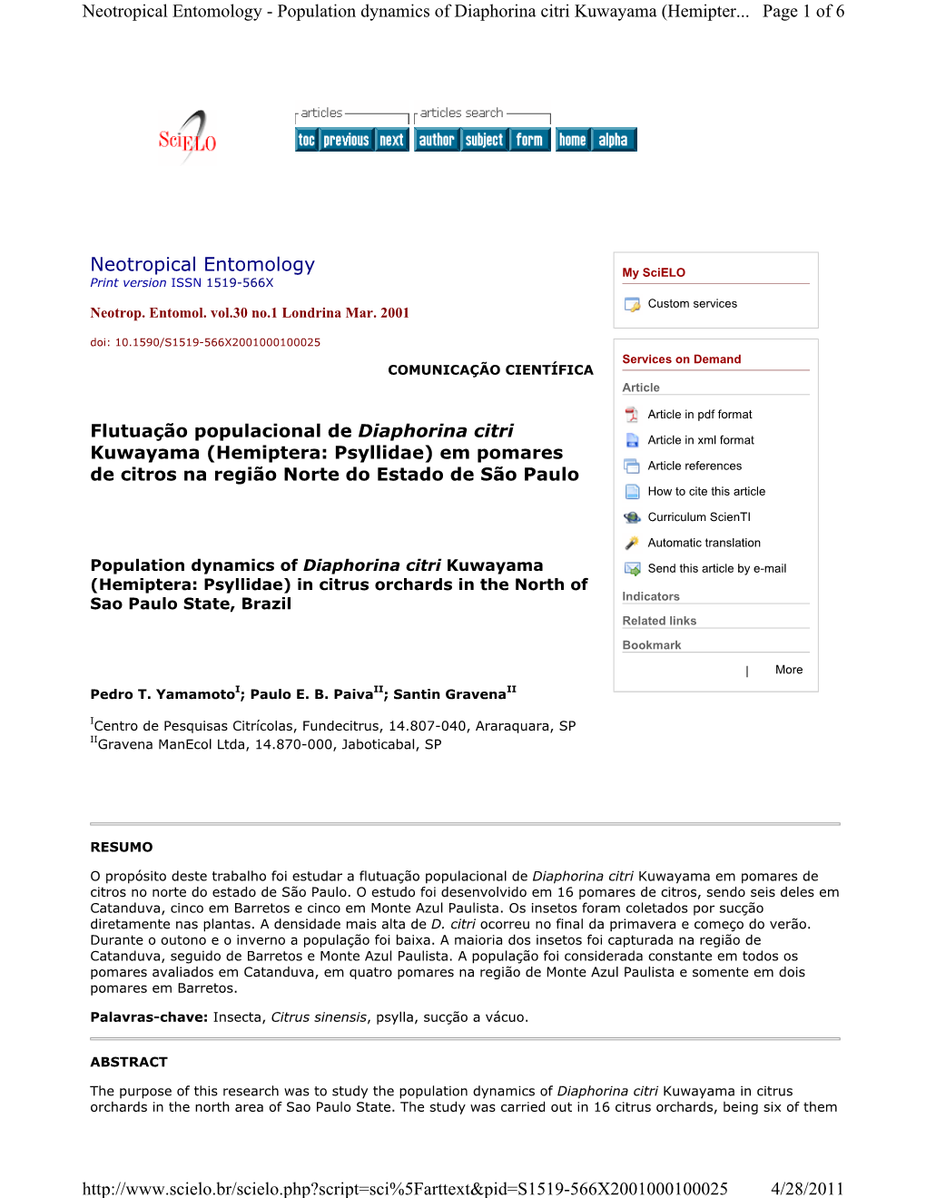 Population Dynamics of Diaphorina Citri Kuwayama (Hemipter... 4/28/2
