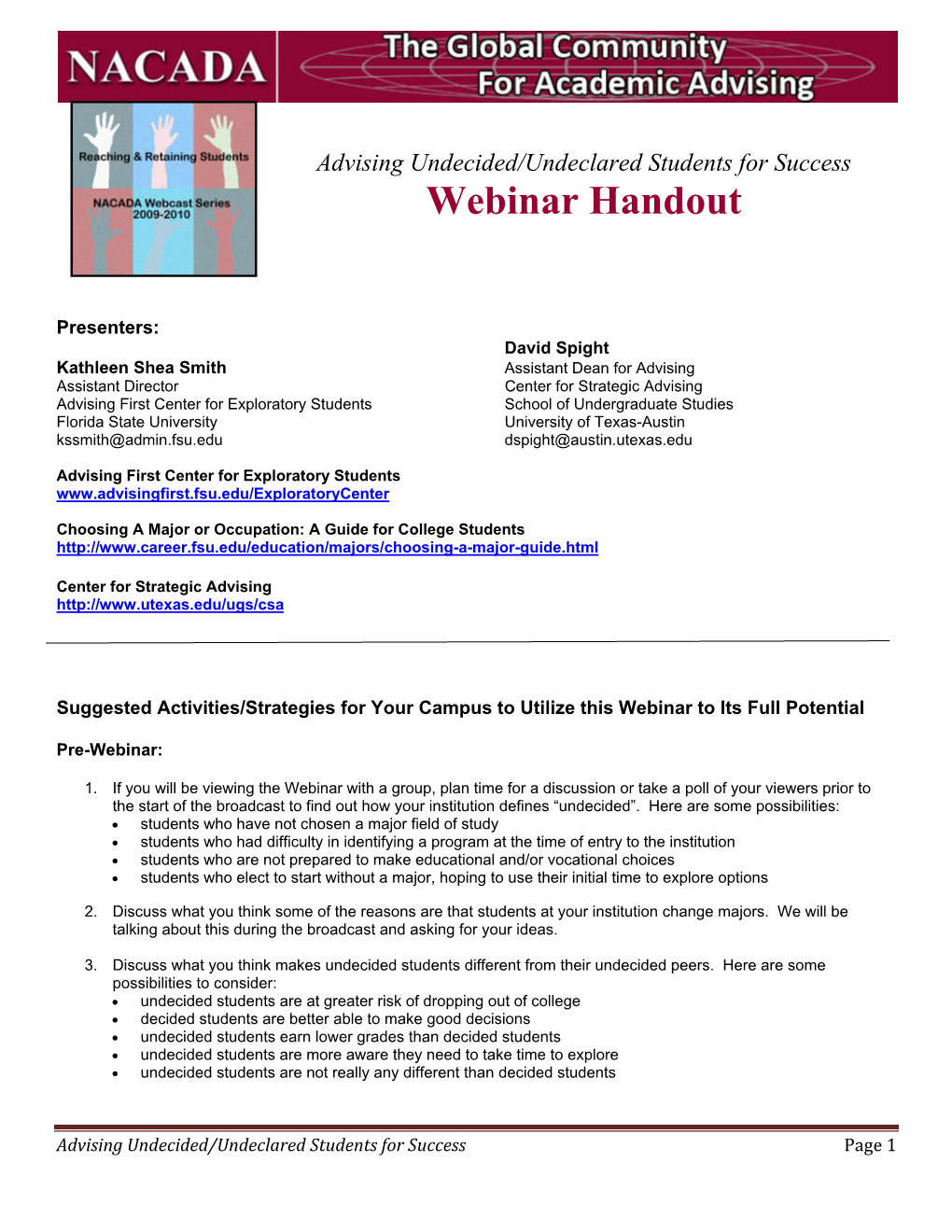 Webinar Handout