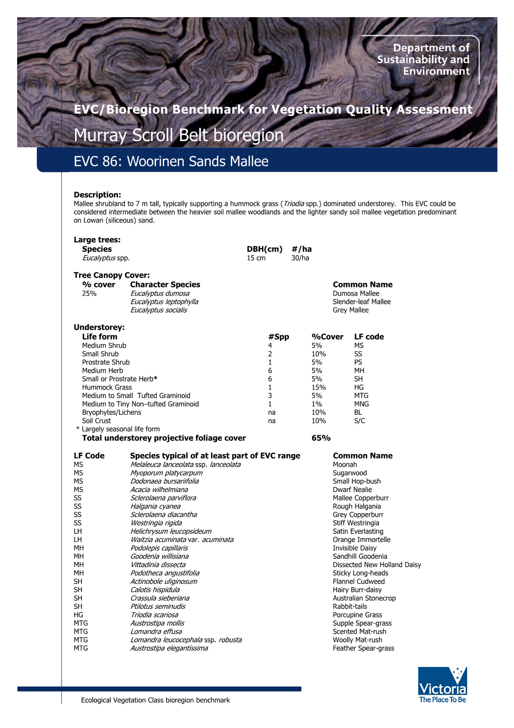 Ecological Vegetation Class Benchmarks of the Murray Scroll