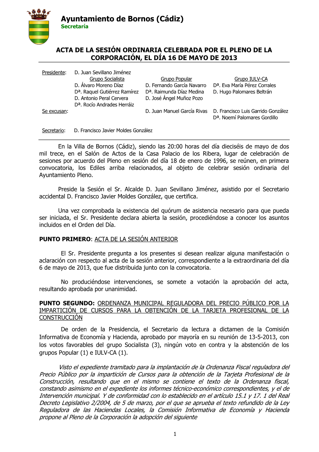 Ayuntamiento De Bornos (Cádiz) Secretaría