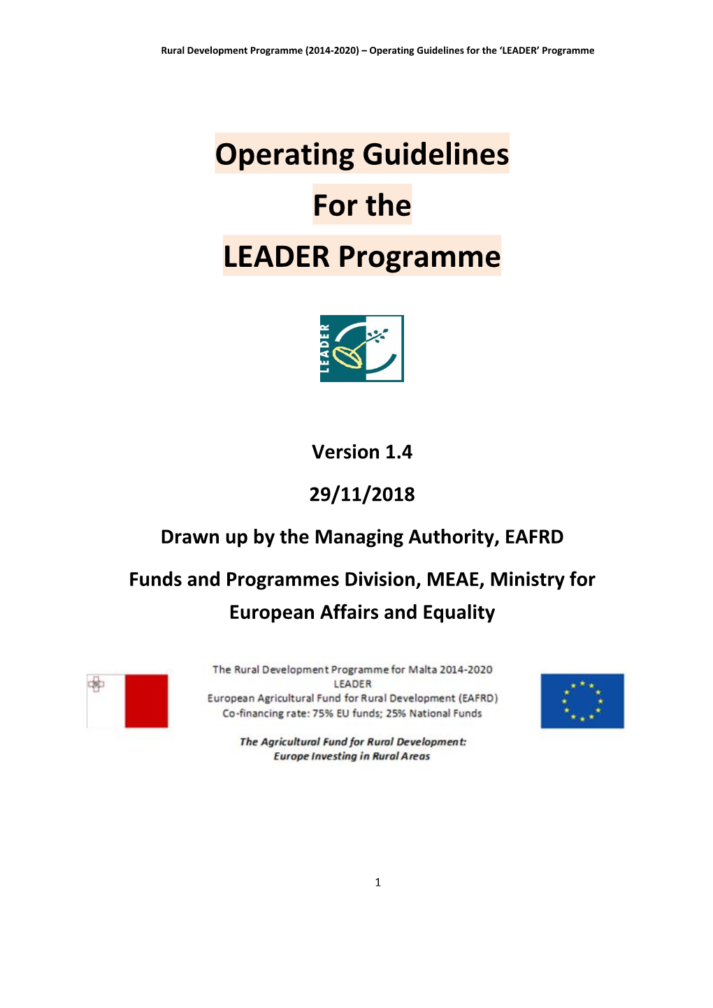 Operating Guidelines for the LEADER Programme