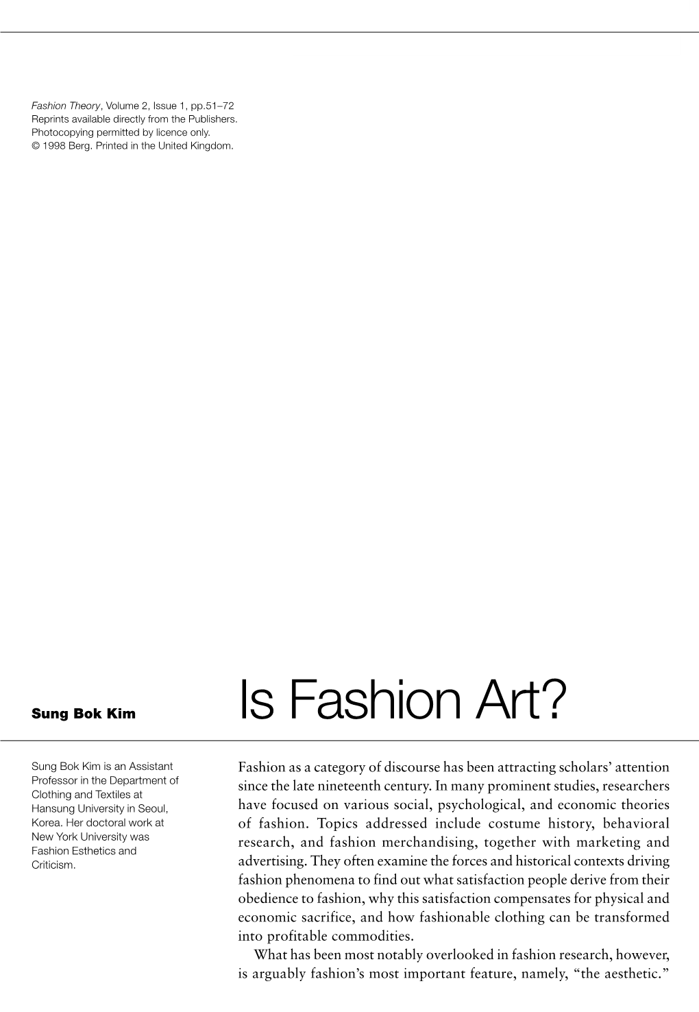 Is Fashion Art? 51