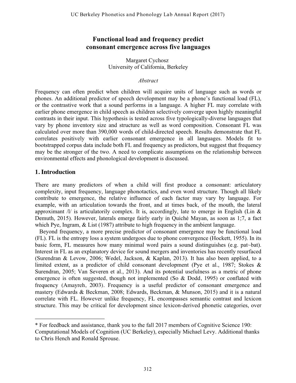 Functional Load and Frequency Predict Consonant Emergence Across Five Languages