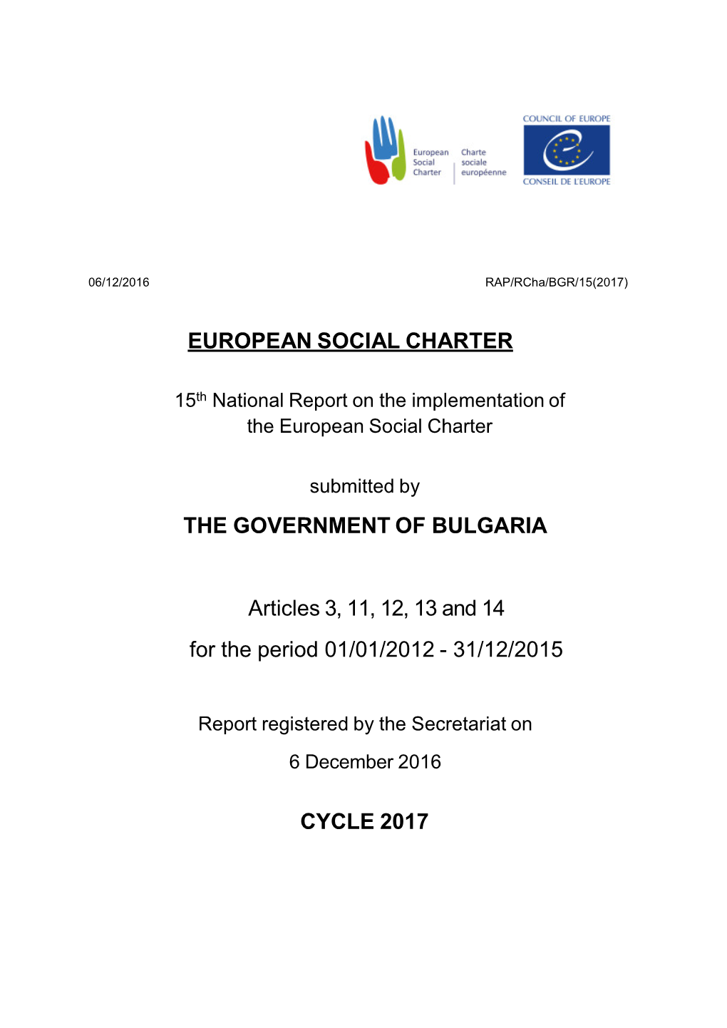 European Social Charter the Government of Bulgaria