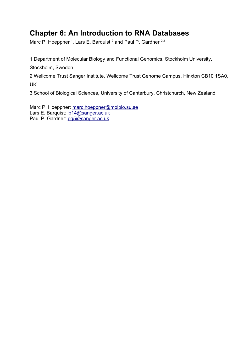 Chapter 6: an Introduction to RNA Databases Marc P