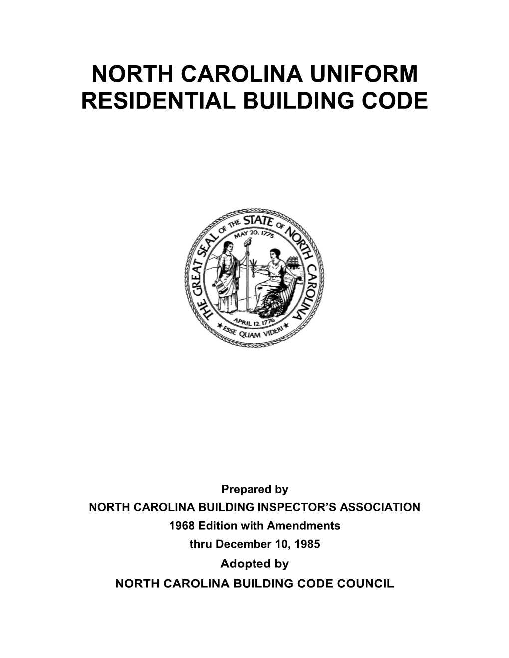 North Carolina Uniform Residential Building Code