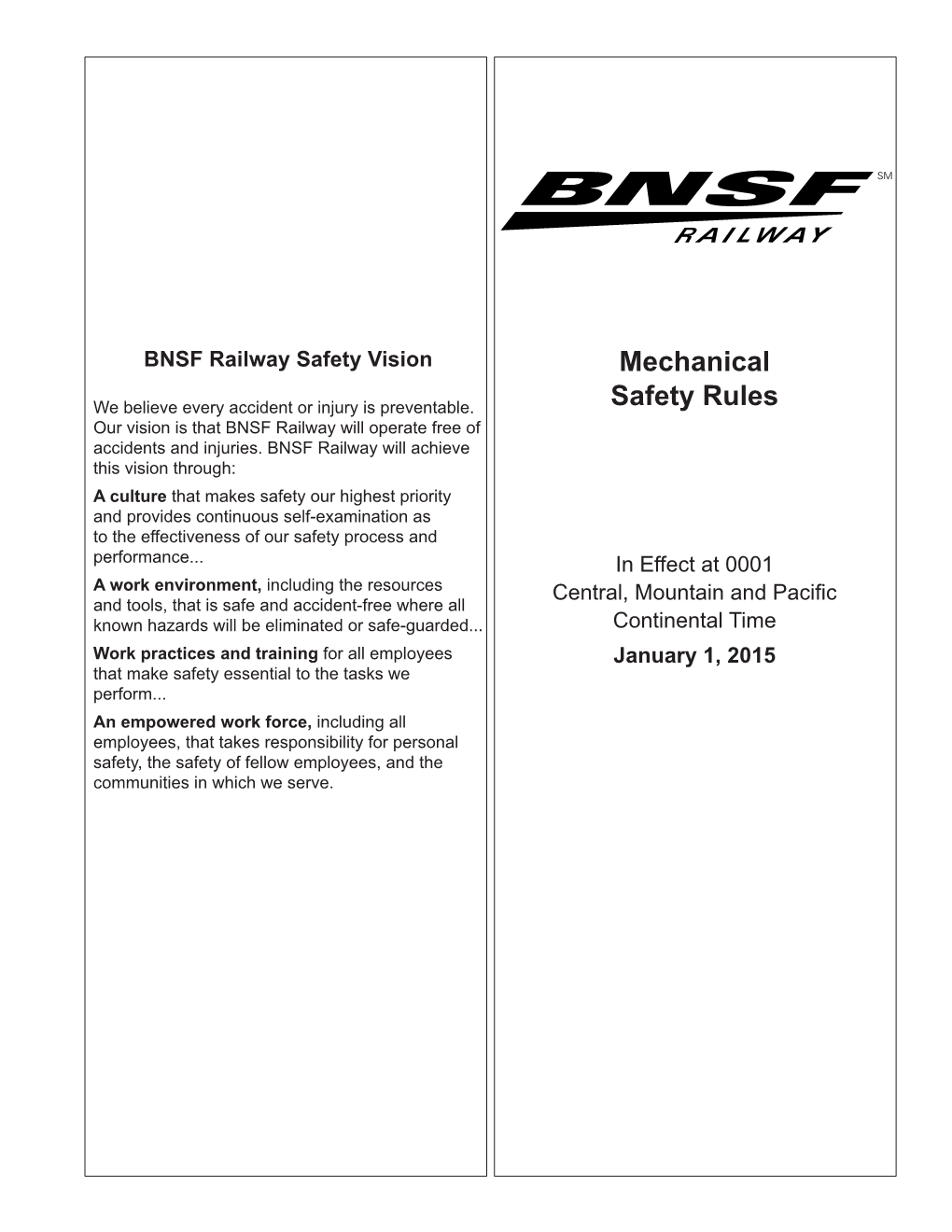 Mechanical Safety Rules—January 1, 2015