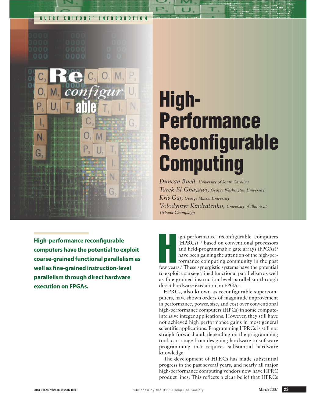 Performance Reconfigurable Computing