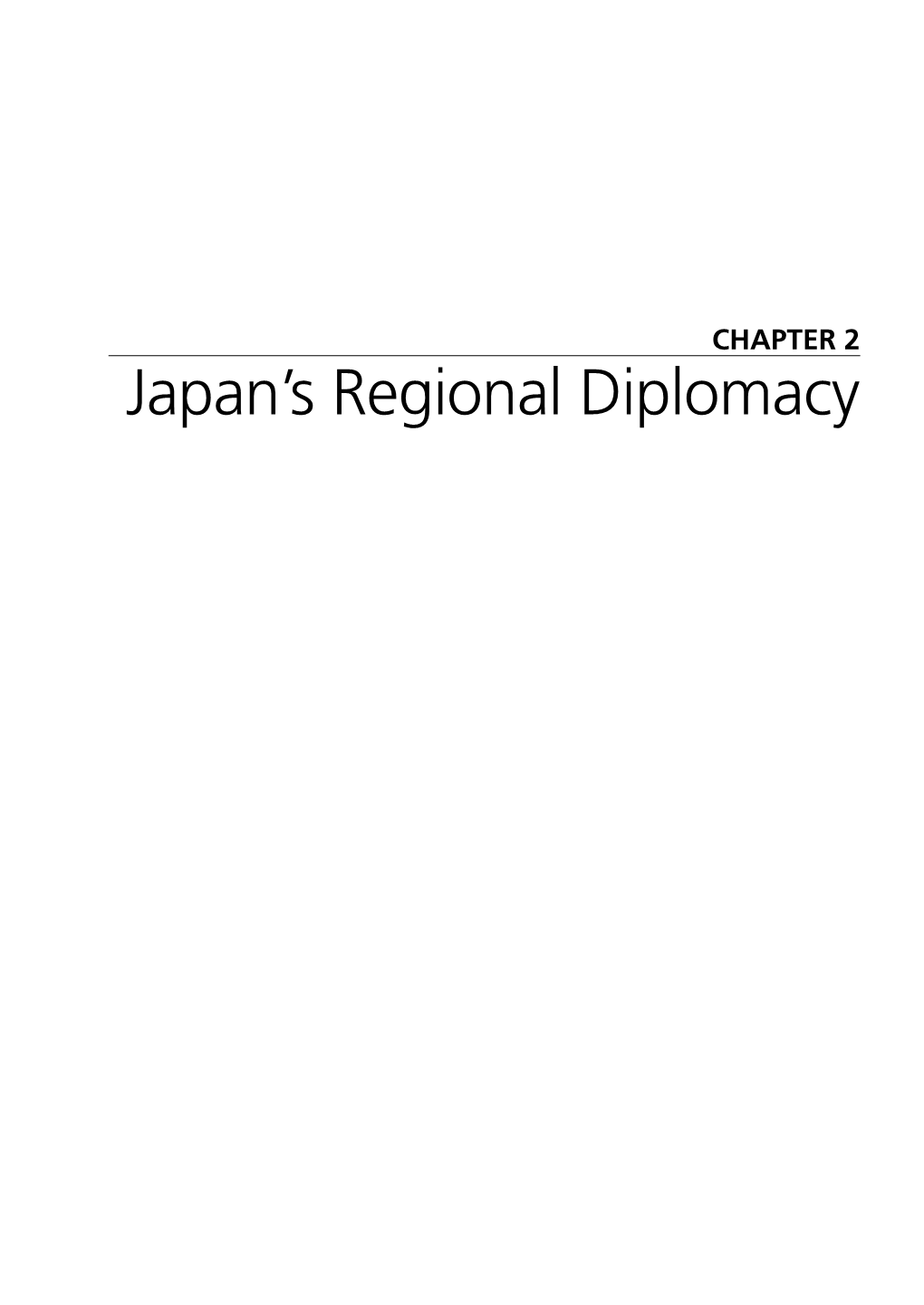 Japan's Regional Diplomacy