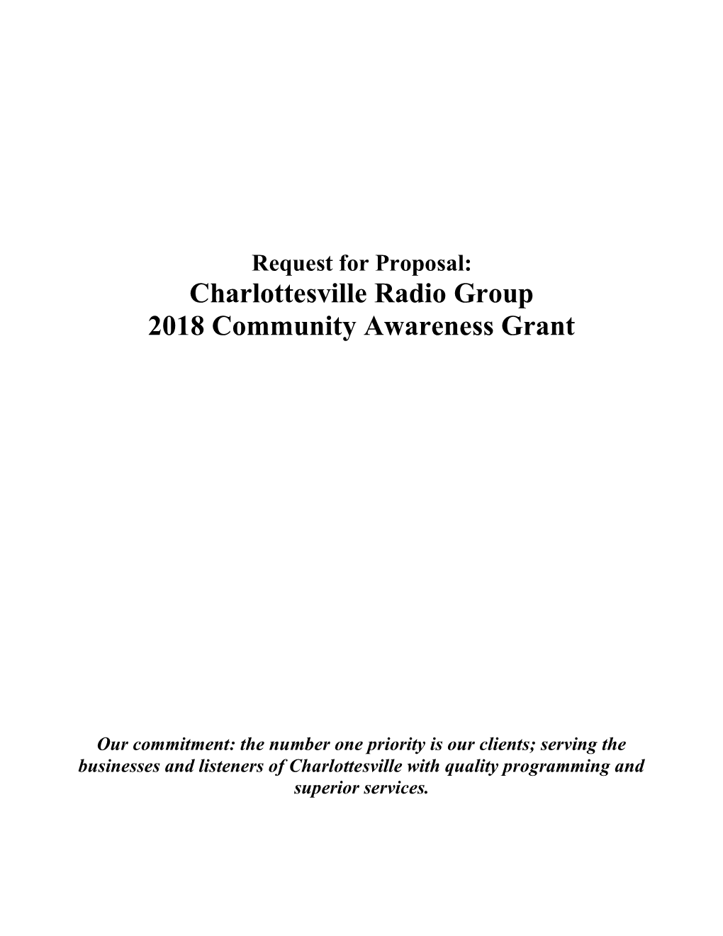 Charlottesville Radio Group 2018 Community Awareness Grant