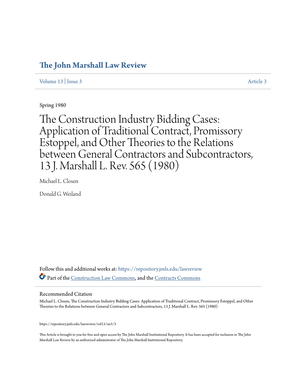 The Construction Industry Bidding Cases