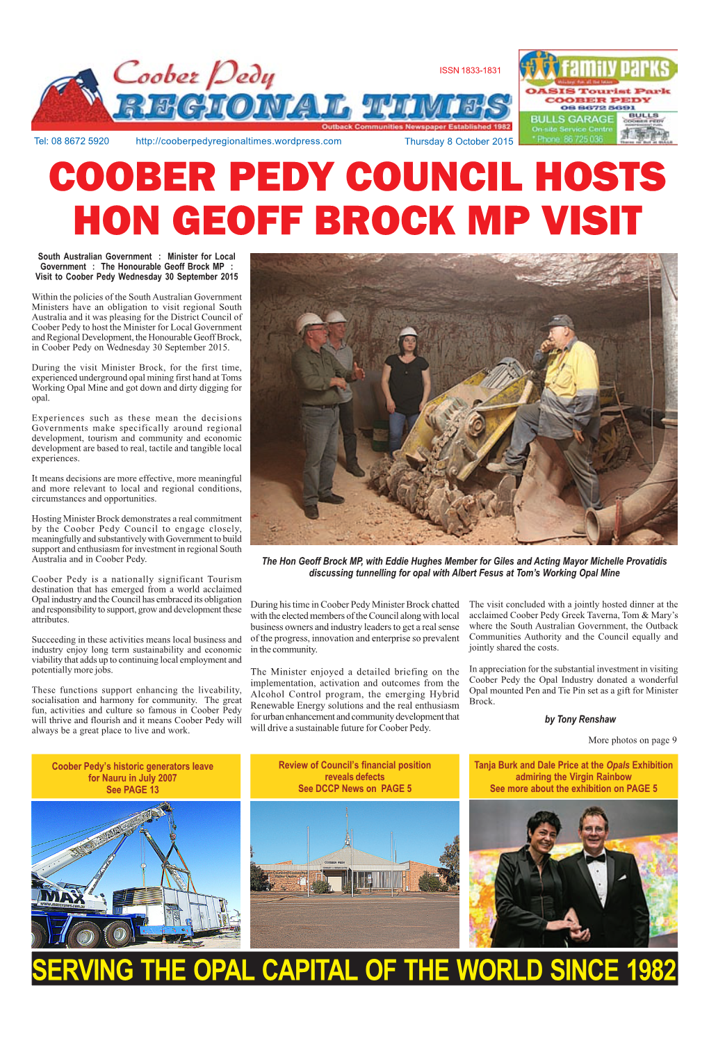 Coober Pedy Council Hosts Hon Geoff Brock Mp Visit