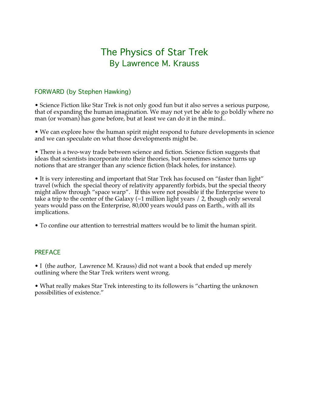 The Physics of Star Trek by Lawrence M