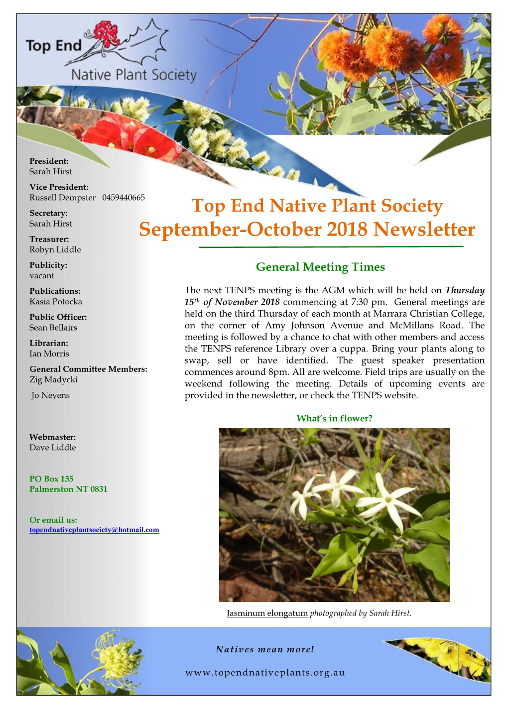 Top End Native Plant Society September-October 2018 Newsletter