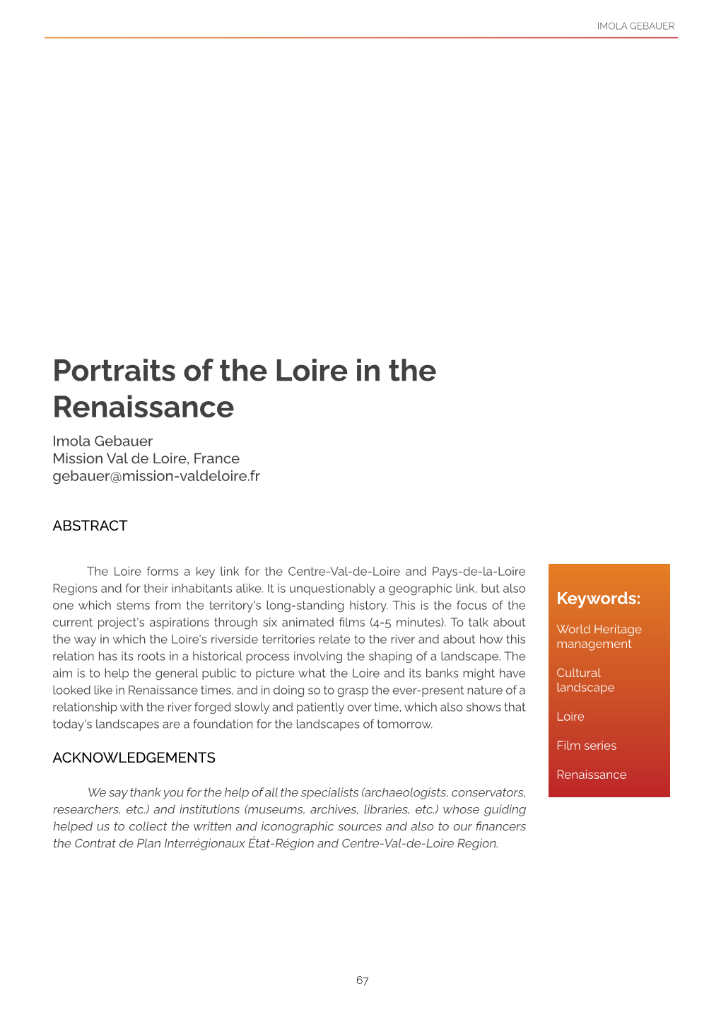 Portraits De Loire in the Renaissance