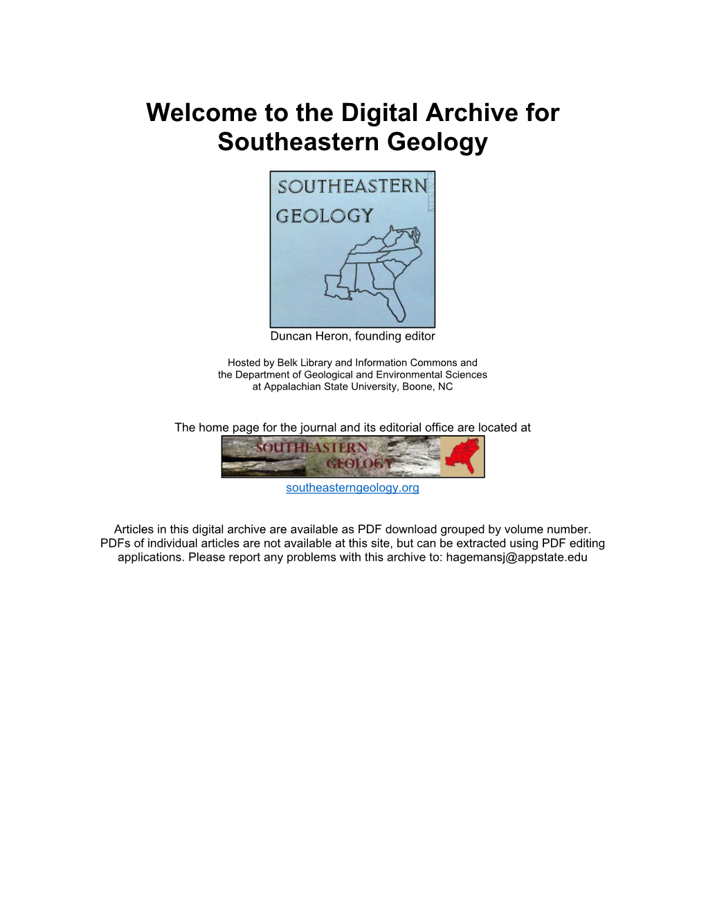 The Digital Archive for Southeastern Geology