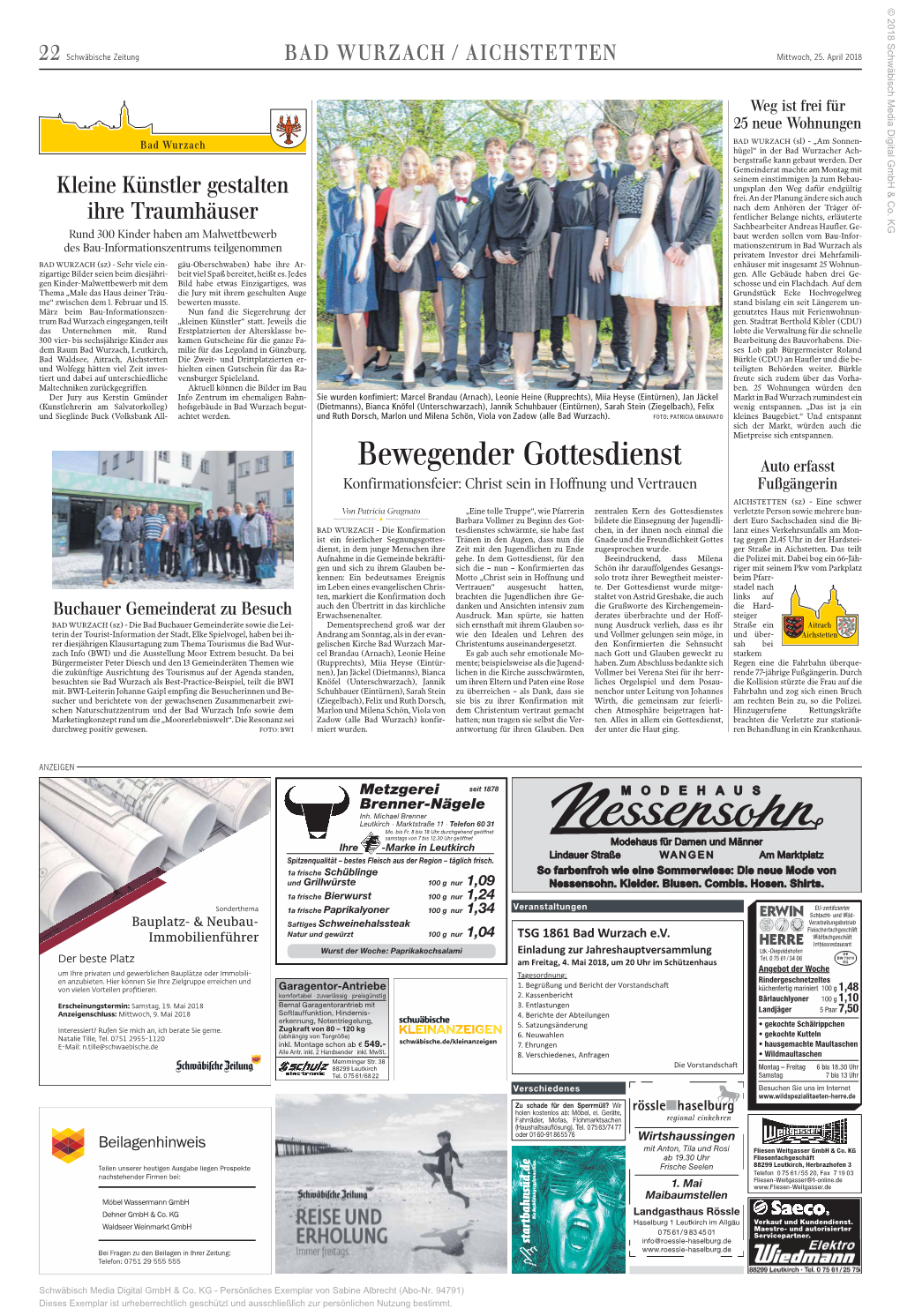 Schwäbische Zeitung Leutkirch 25.04.2018