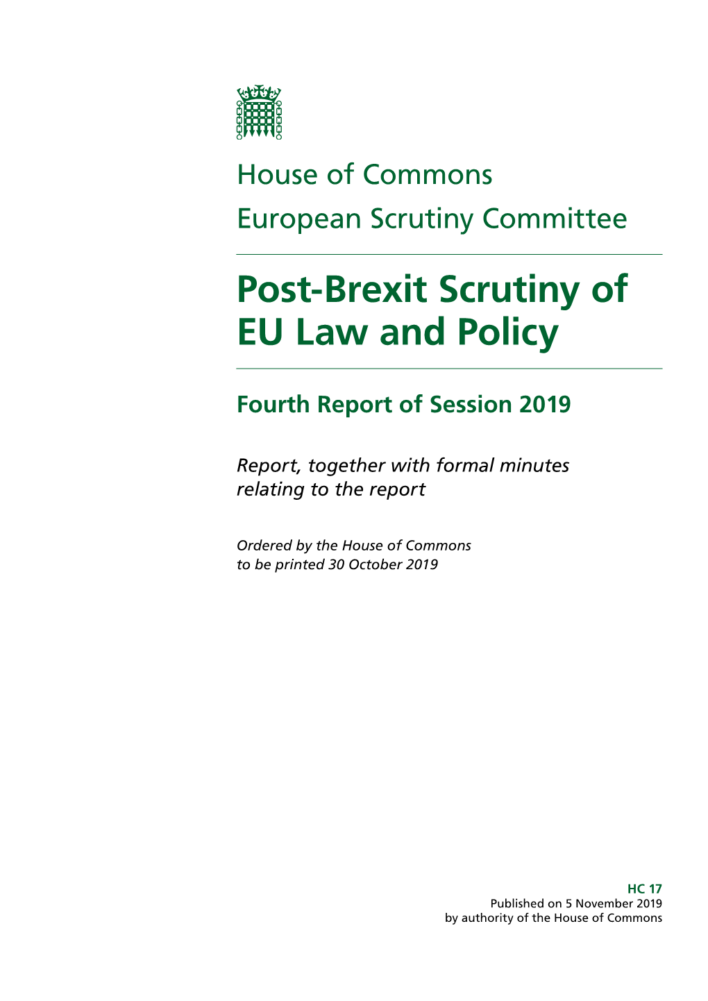 Post-Brexit Scrutiny of EU Law and Policy