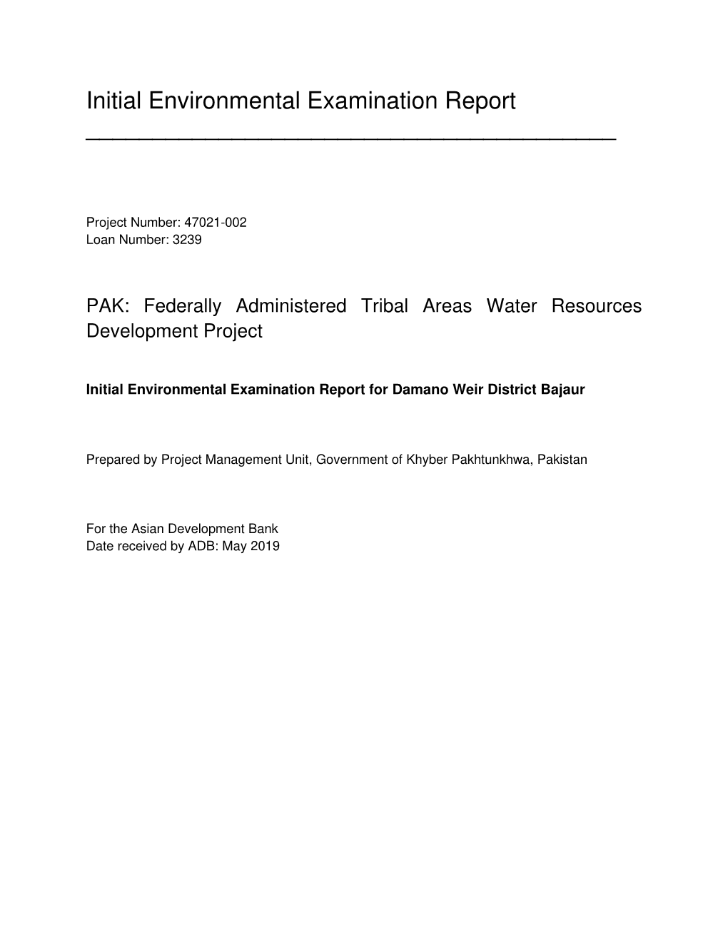 Initial Environmental Examination Report ______