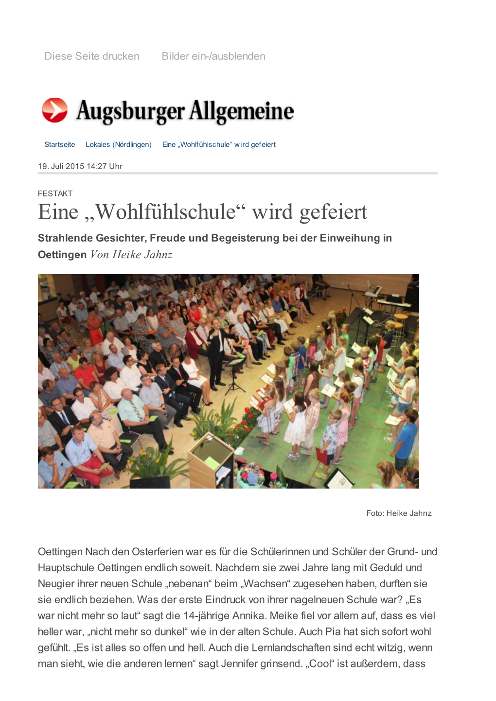 Geht´S Zum Artikel in Der Augsburger Allgemeinen Vom 19.07.2015