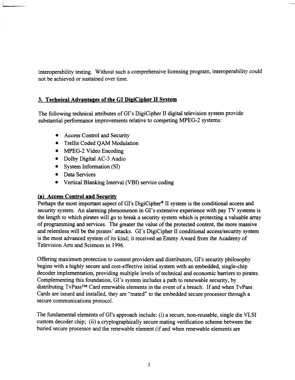 3. Technical Advantages of the GI Digicipher II System