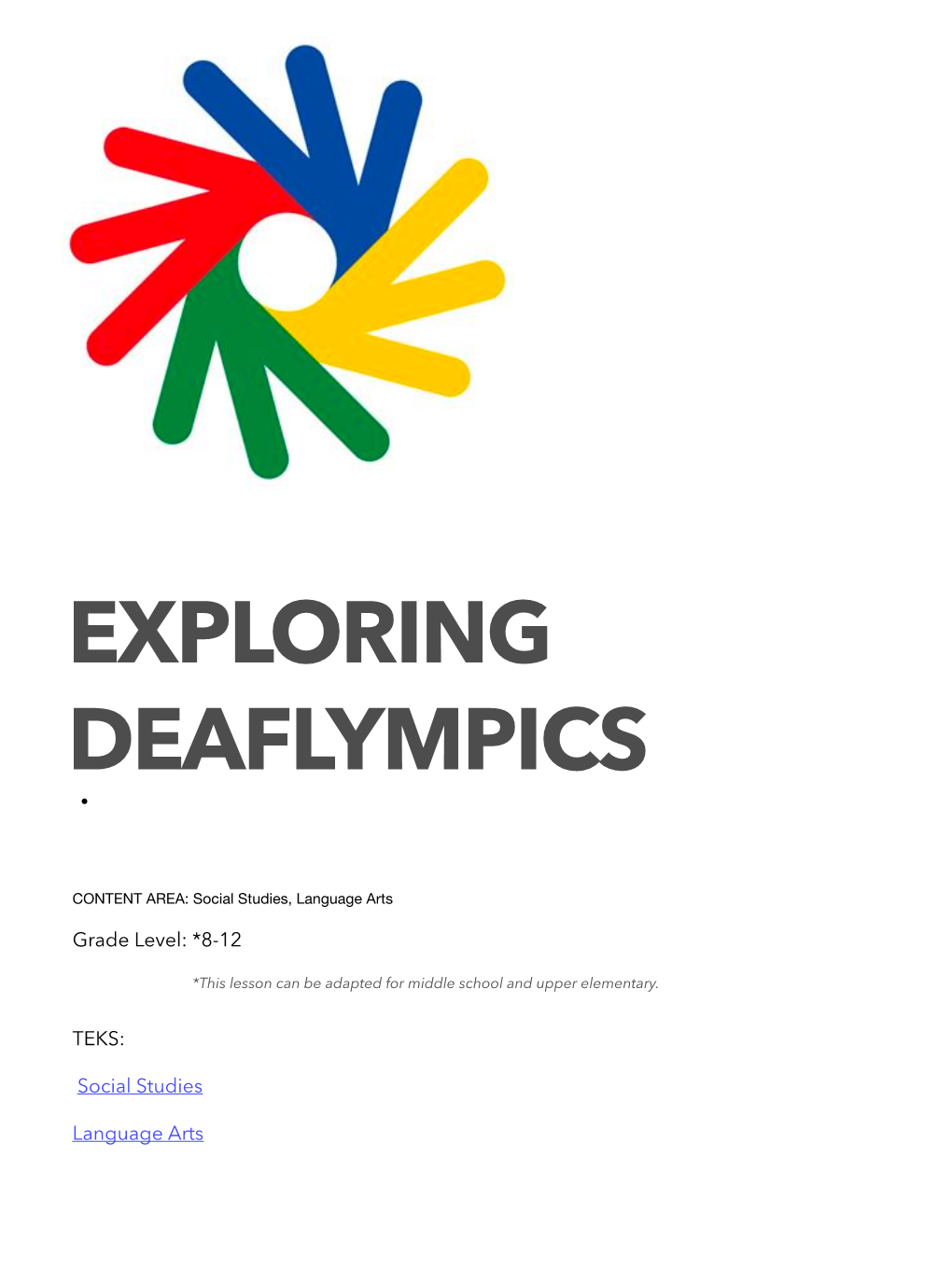 Exploring Deaflympics Lesson Plan